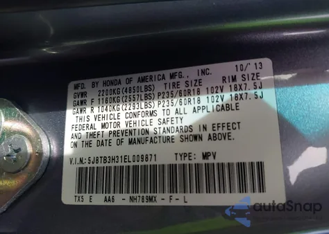 2014 Acura Rdx z USA, uszkodzony, nr VIN 5J8TB3H31EL009871